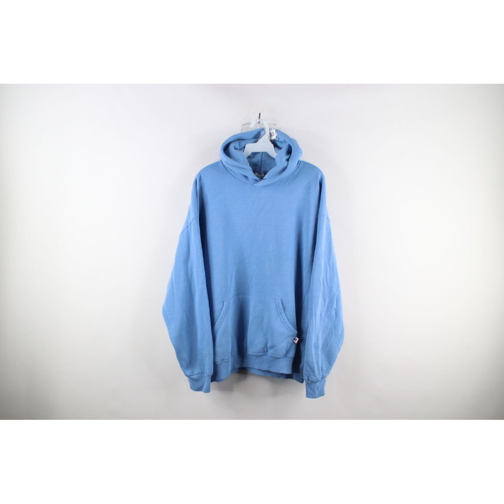 Vintage Russell Athletic Mens Xl Faded Blank Hoodie Sweatshirt Carolina Blue